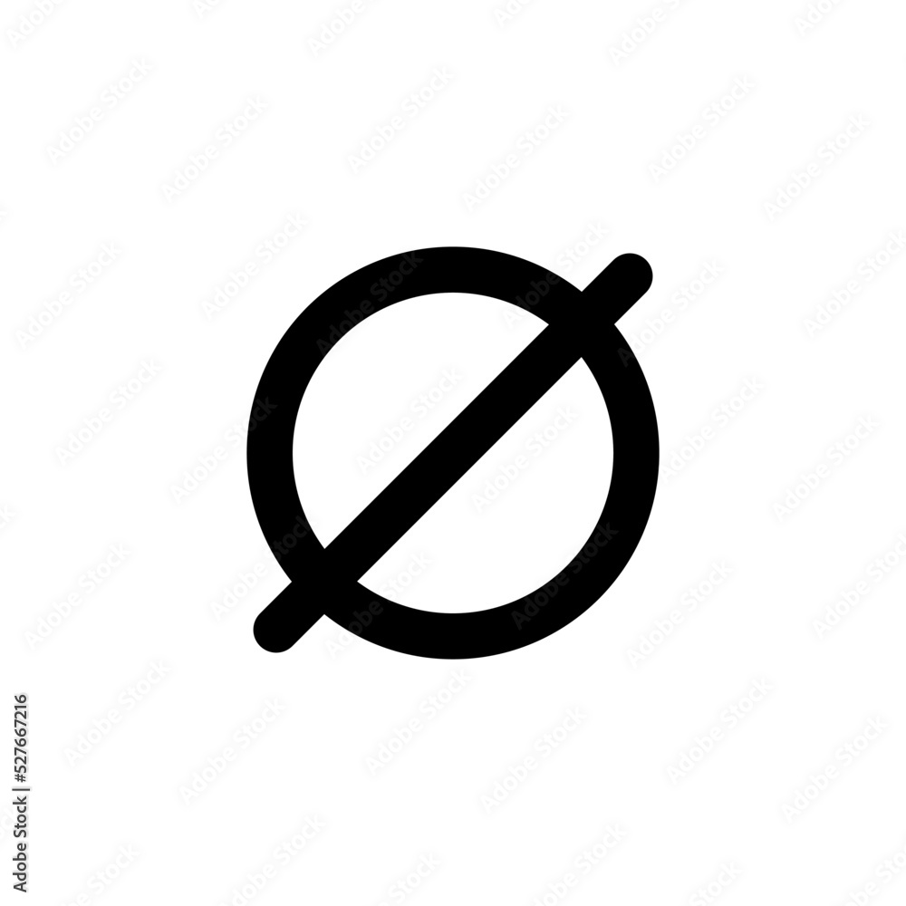 Empty set or null set or slashed zero icon symbol in mathematics Empty set or null set or slashed zero icon symbol in mathematics