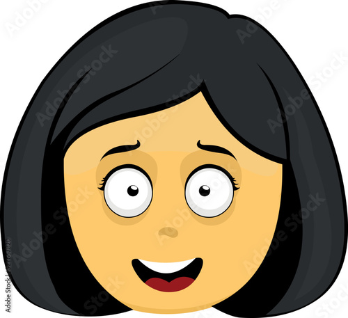 Vector illustration of the face of an emoticon of a woman in yellow with a happy expression