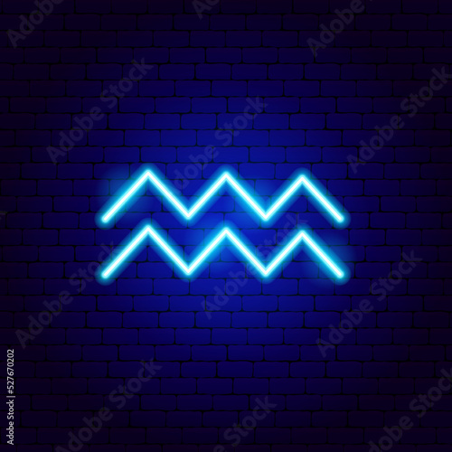 Aquarius Zodiac Neon Sign. Vector Illustration of Horoscope Promotion.
