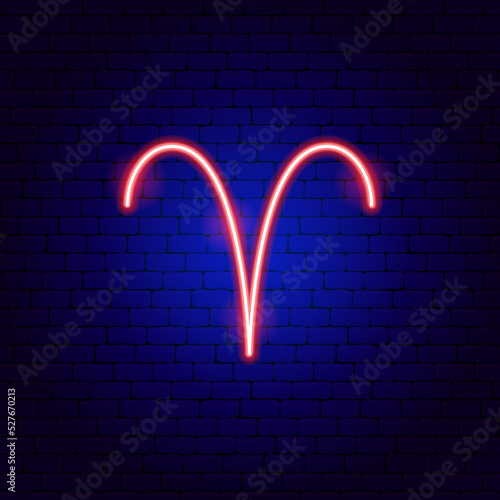 Aries Zodiac Neon Sign. Vector Illustration of Horoscope Promotion.