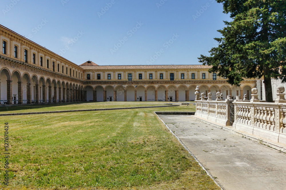 The big cloister of the Certosa di San Lorenzo, Saint Lawrence Monastery, Padula, Campania, Italy