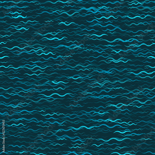 Sea water abstraction, wavy tide flow. Saltwater turquoise pattern. Marine do...