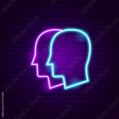 Gemini Zodiac Neon. Vector Illustration of Horoscope Promotion.