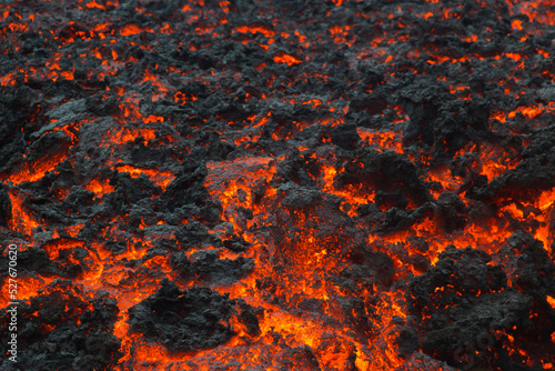 Fagradalsfjall Volcano Iceland, Eruption 2022 Close-Up Red Lava Field