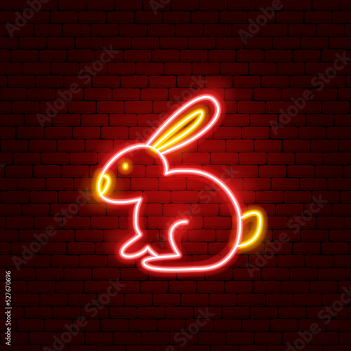 Fototapeta Rabbit Chinese Zodiac Neon