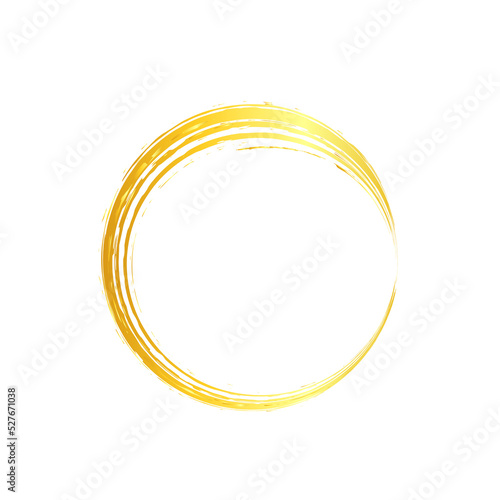 Gold circle frame element, set of golden circle, brush ornament, for invitations, photo frames, sales banner.