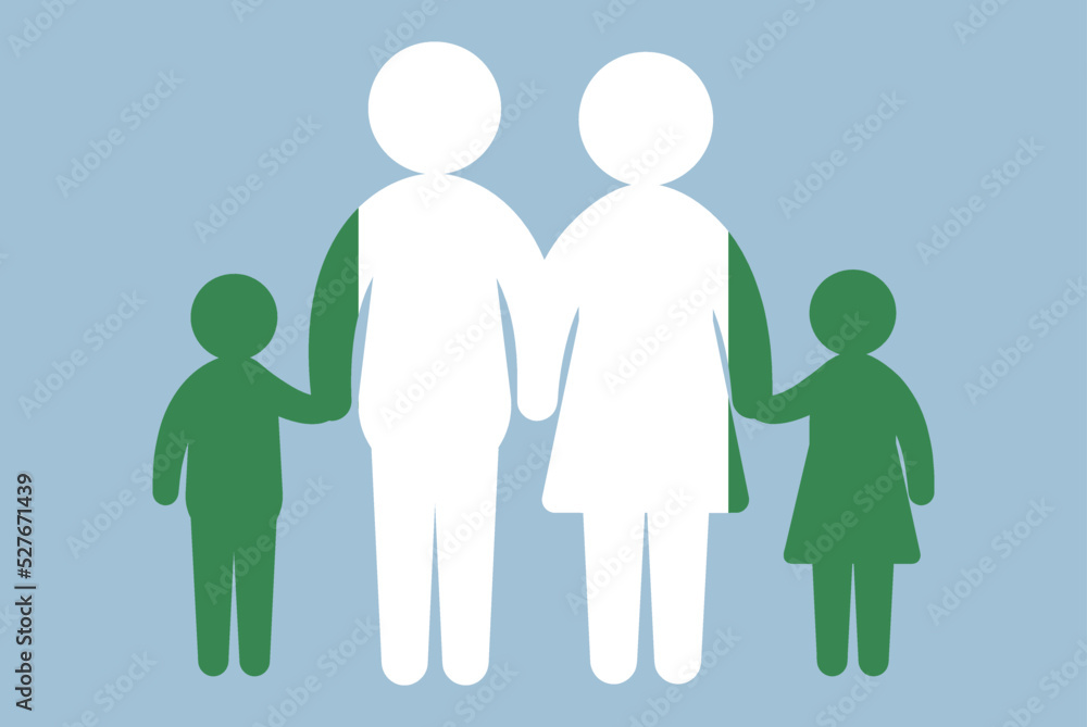 Niger flag with family concept, parent and kids holding hands, immigrant idea, flat design asset Niger flag with family concept, parent and kids holding hands, immigrant idea, flat design asset