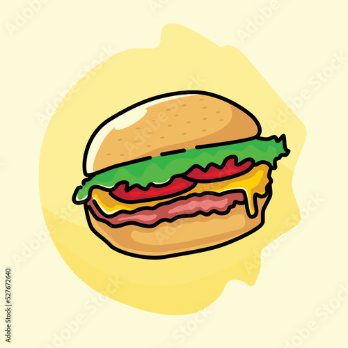 Fototapeta Naklejka Na Ścianę i Meble -  Delicious burger vector food illustration