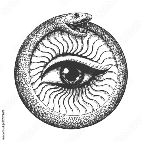 Ouroboros Snake with Eye Inside Esoteric Symbol Tattoo