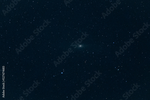 Photo of the Andromeda Nebula taken with a normal consumer camera. Some noise is visible due to the high ISO value.