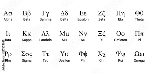 the greek alphabet letters font. greek alphabet set vector. alpha beta gamma delta sign photo