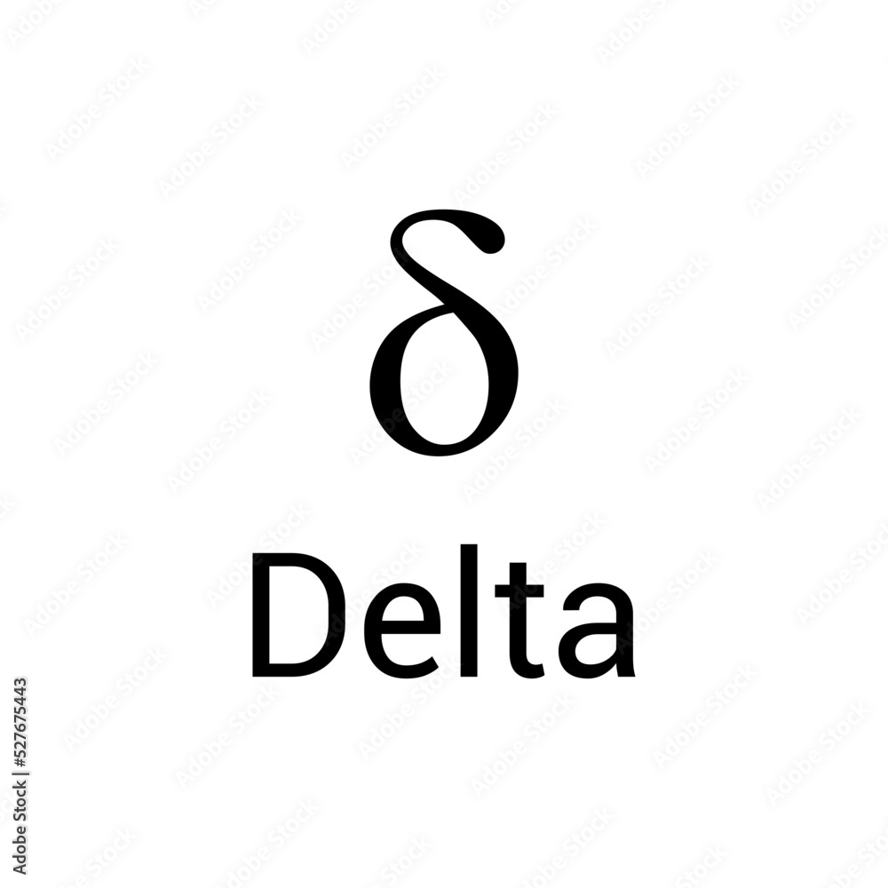 Fototapeta premium Black delta symbol icon with name. greek alphabet letter