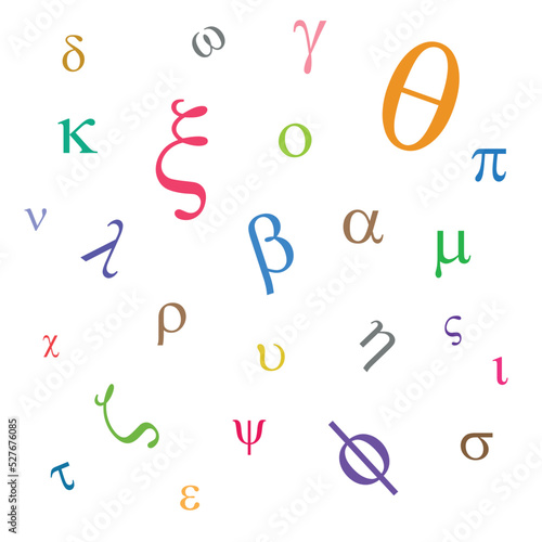 Seamless colorful greek alphabet pattern