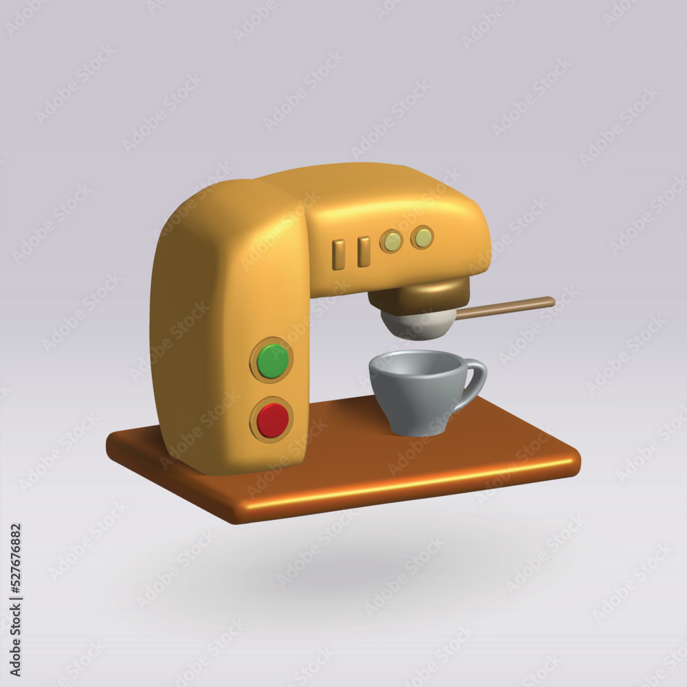 coffee maker machine isolated vector 3d icon. coffee maker 3d illustration.