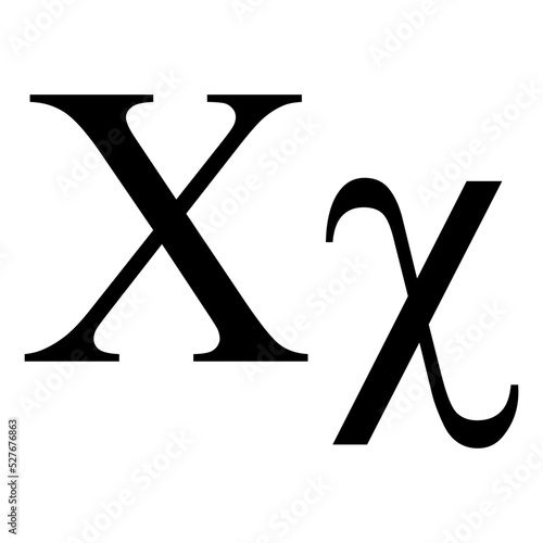 Black chi symbol icon with name. greek alphabet letter