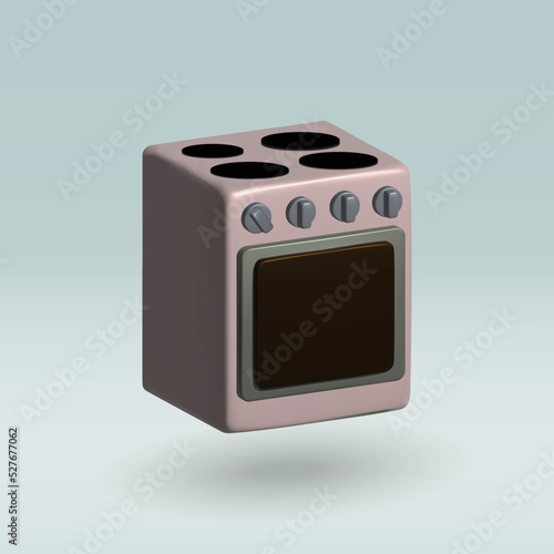 gas stove isolated vector 3d icon. gas stove 3d illustration.