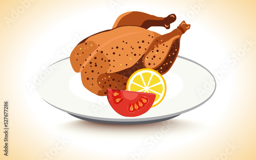 grilled chicken vector illustration art drawing design elements