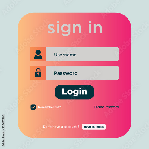 sign in, modern login page design vector illustration template