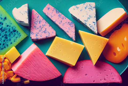 Collection of colorful cheeses