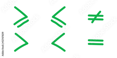 less than greater than and equal symbol in mathematics. inequality symbols