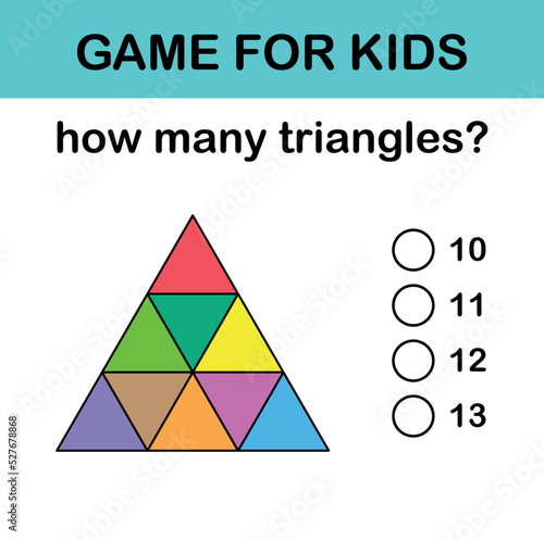 How many triangles? Math game for kids. Mathematics resources for teachers and students.