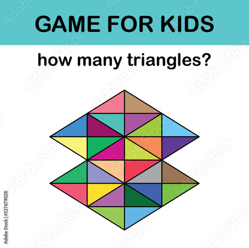 How many triangles? Math game for kids. Mathematics resources for teachers and students.