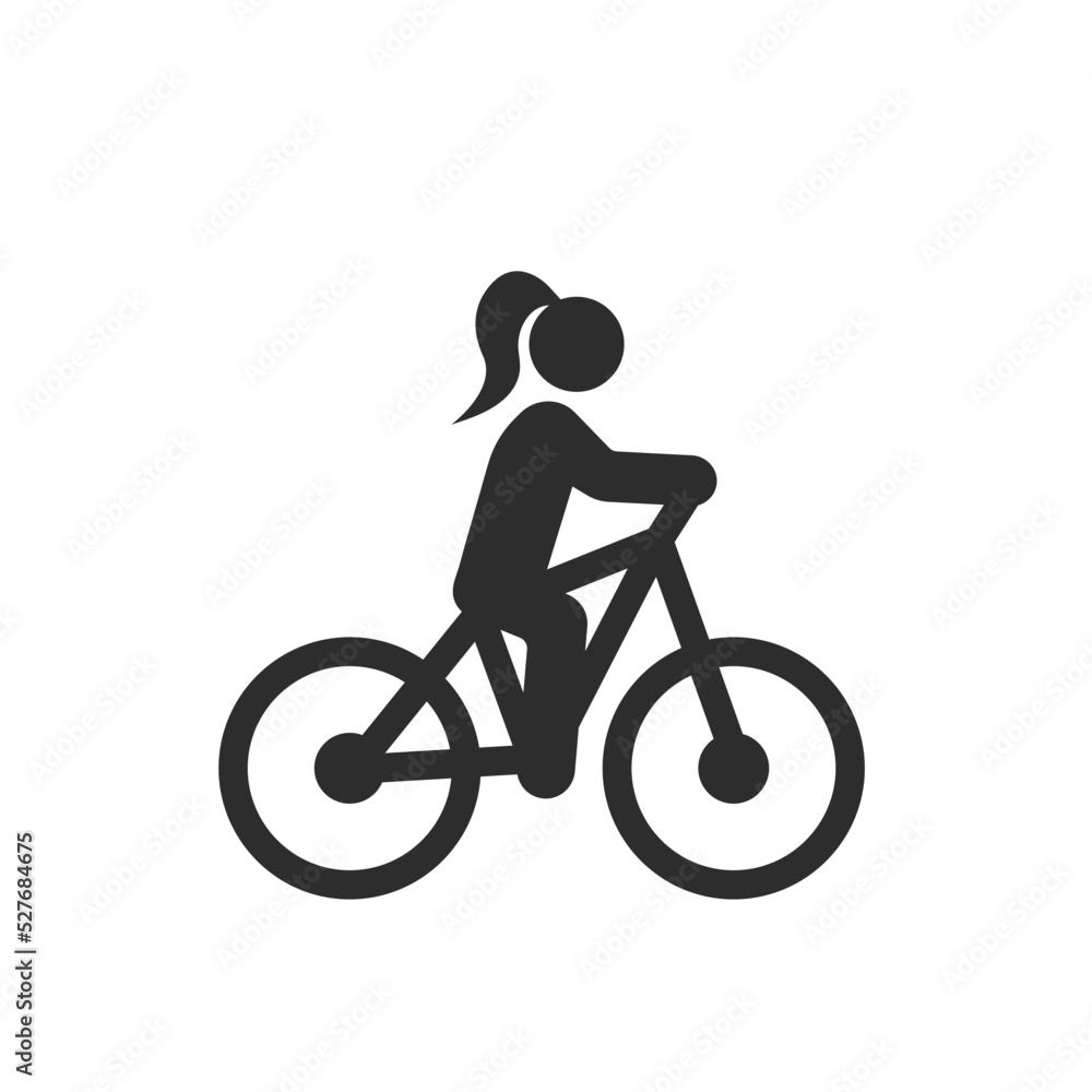 Obraz premium Woman on bicycle icon. Monochrome black and white symbol