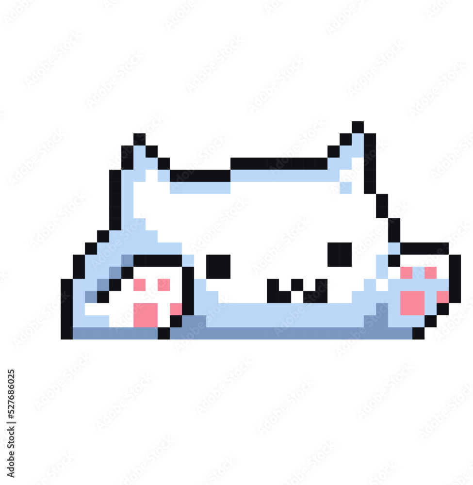 Pixel art of a cute cat Stock Vector
