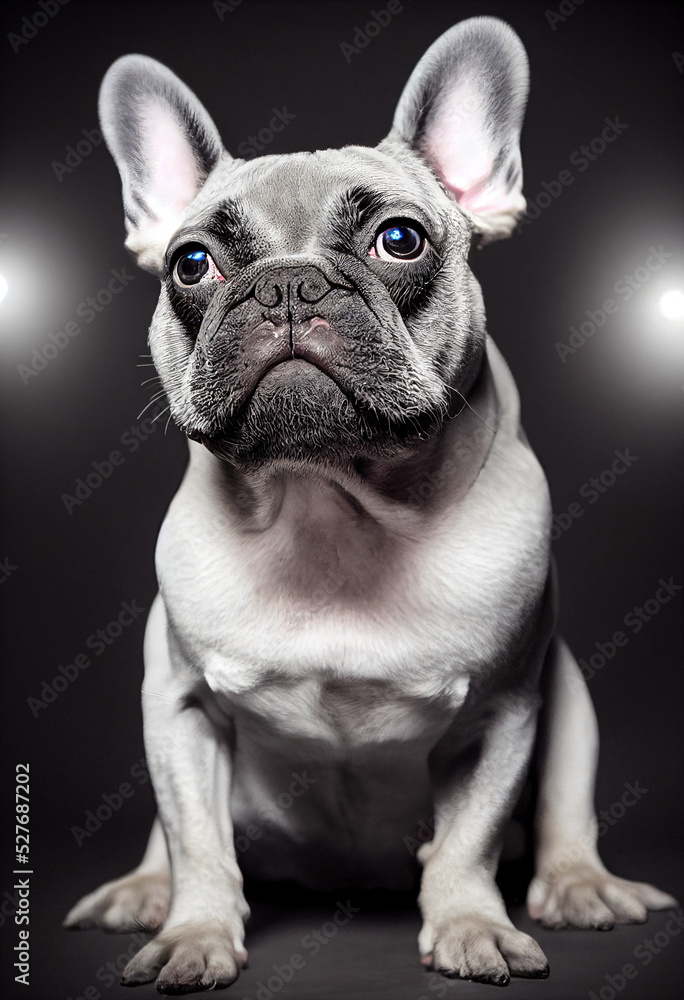 french bulldog puppy on black background