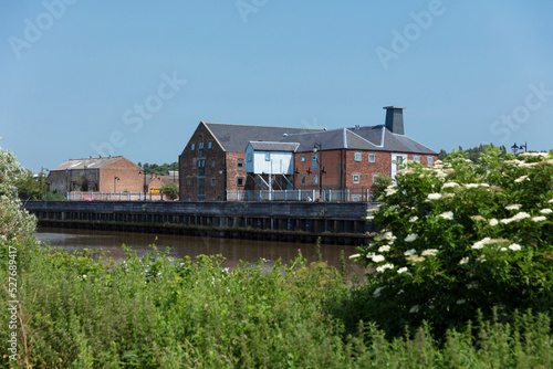 Gainsborough, Lincolnshire, UK, June 2020, View of Gainsborough from across the River Trent photo
