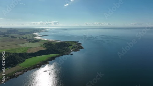 Aerial view of the firth of Clyde near Glasgow on the west coast of Scotland showing the isles of cumbrae and hunterston power station photo