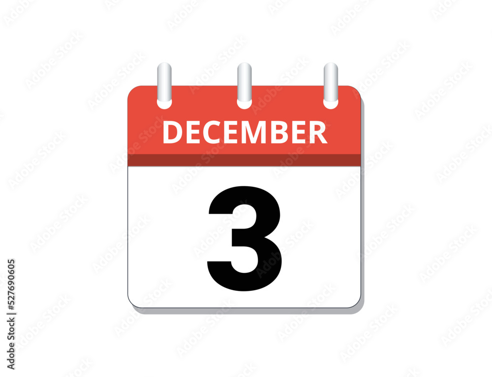 December, 3rd calendar icon vector
December, 3rd calendar icon vector