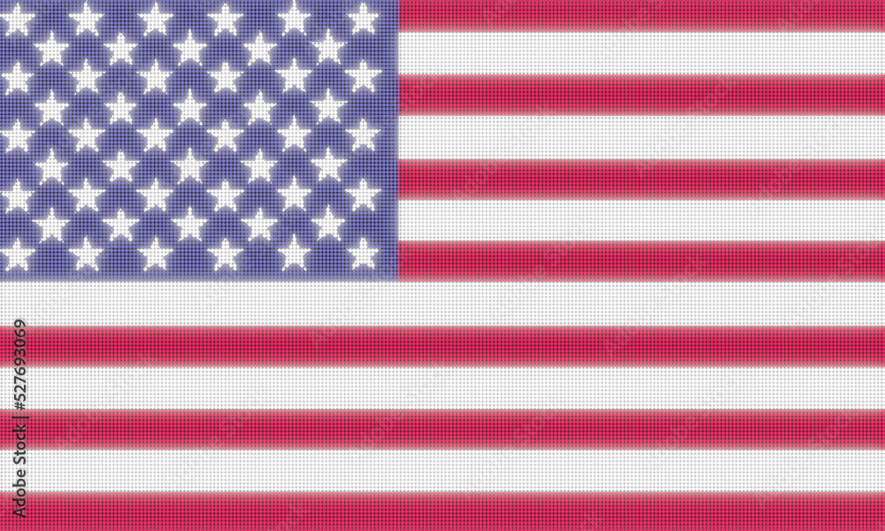 Naklejka premium US flag shown on the LED screen. Glowing United States of America flag. Patriotism, country and nationality concept. 3D illustration