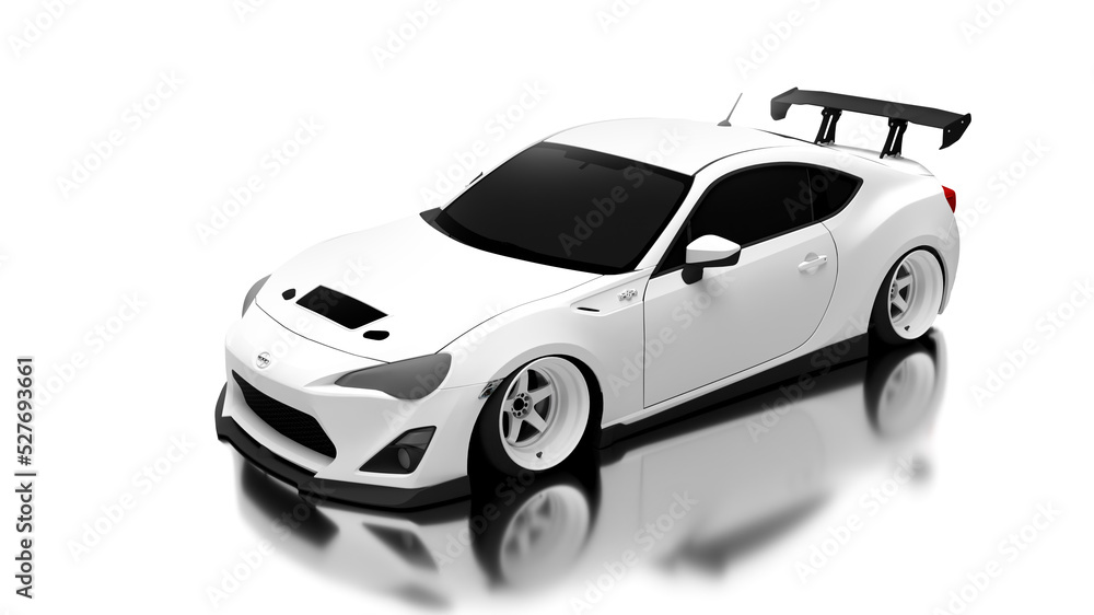 3d render super car with feflection white car and bacground speed
