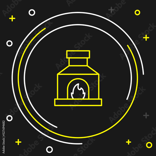 Line Blacksmith oven icon isolated on black background. Colorful outline concept. Vector