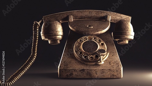 Antique telepone in vintage style. Old dial telephone.