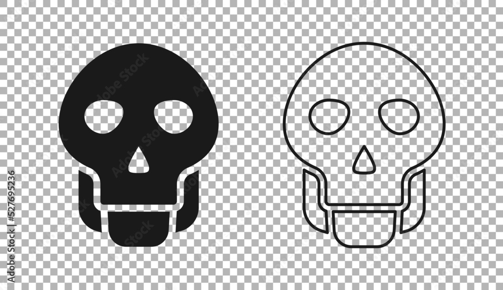 Black Skull icon isolated on transparent background. Happy Halloween party. Vector