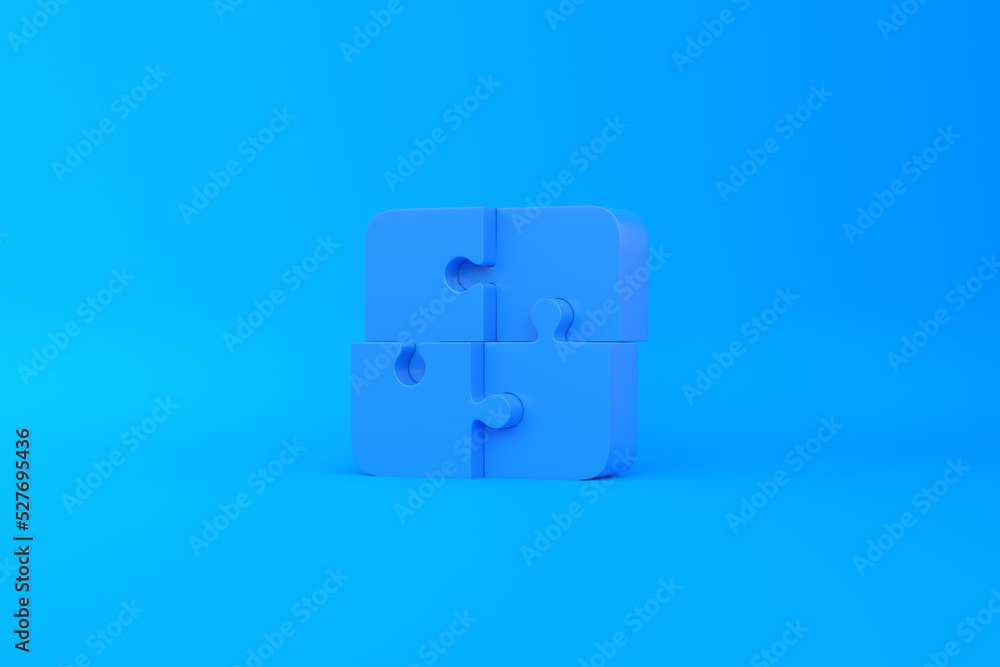United four puzzles on a blue background. 3d rendering illustration United four puzzles on a blue background. 3d rendering illustration