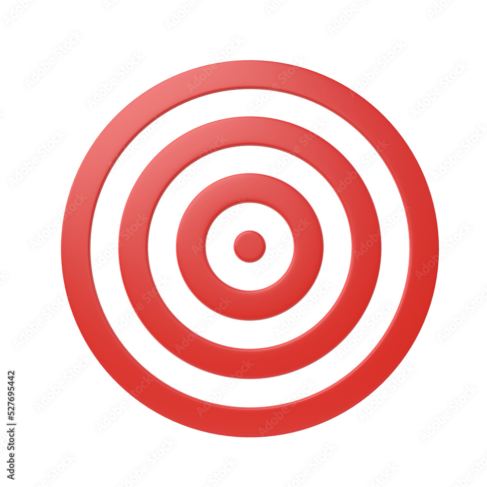 Red and white target on a white background. 3d rendering illustration