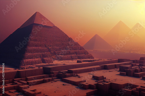 The Pyramids of Giza in Egypt. 