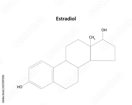 Estradiol is the major female sex hormone. Structural formula.