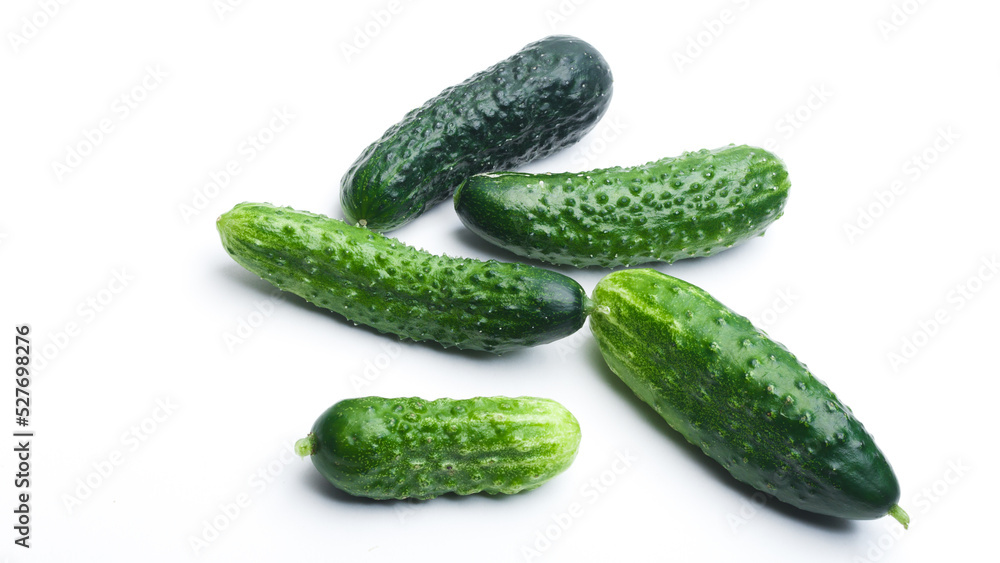 Ripe fresh green cucumber isolated on a white background Ripe fresh green cucumber isolated on a white background