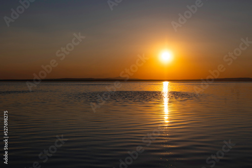 Sunset photo. Sunset or sunrise over the lake. Inspirational quotes background