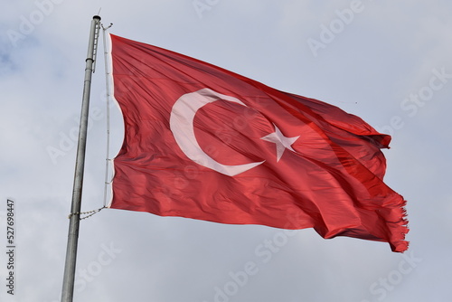 turkish flag on the wind