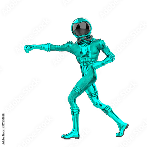 retro astronaut doing some karate move