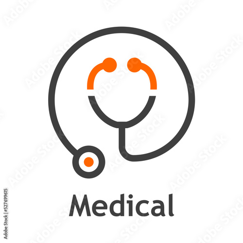 Logo de estetoscopio médico con forma de círculo. Símbolo de salud y medicina aislado 