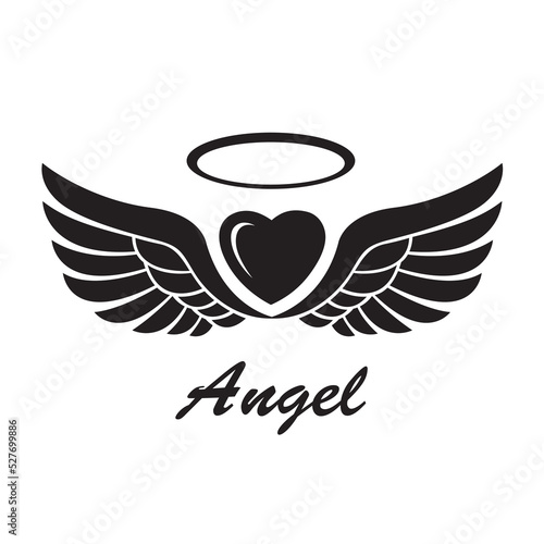 heart with wings icon isolated on white background