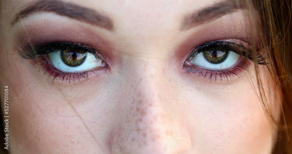 Naklejka premium Pretty girl macro closeup closing eyes