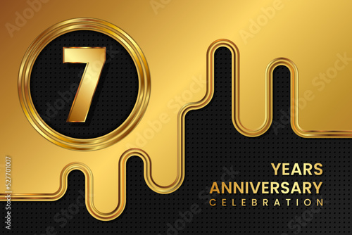 7 Year Anniversary celebration template design. Golden Anniversary, vector illustration.
