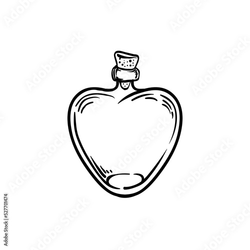 Magic potion. black bottle. Vector illustration isolated on white. Spirituali...